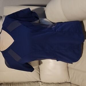 Dark blue and grey scrub top